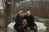 Maksym Sliepukhov is photographed with his mother Victoriia and her dog Arya,, in Toronto, Saturday, April 9, 2022. Maksym, a Canadian citizen travelled to Ukraine in February to join the international legion of volunteers and to bring his mother from Kiev to Toronto. THE CANADIAN PRESS/Chris Young