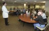 Dr. Keith Reisinger-Kindle, associate director of the OB-GYN residency program at Wright State University's medical school in Dayton, Ohio, leads a lecture of OB-GYN residents in the Wright State program Wednesday, April 13, 2022. The physician said his aim to boost abortion training “has been an uphill battle” because of legislative obstacles. (AP Photo/Paul Vernon)