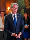 Secretary of State Antony Blinken speaks as he visits the Ukrainian Institute of America on the Upper Eastside in Manhattan on Thursday, May 19, 2022, in New York. (Andrea Renault/Pool via AP)