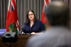 MIKE DEAL / WINNIPEG FREE PRESS

Premier Heather Stefanson (right), Health and Seniors Care Minister Audrey Gordon (left) and attending virtually, Dr. Jazz Atwal (left), deputy chief provincial public health officer, and Dr. Joss Reimer (right), medical lead, Vaccine Implementation Task Force, during the latest COVID-19 update at the Manitoba Legislative building Wednesday. 

220112 - Wednesday, January 12, 2022.