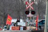 Protesters stand at a rail blockade in Tyendinaga Mohawk Territory, near Belleville, Ont., on Monday Feb. 24, 2020, during a protest in solidarity with Wet'suwet'en Nation hereditary chiefs attempting to halt construction of a natural gas pipeline on their traditional territories. THE CANADIAN PRESS/Adrian Wyld