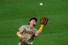 San Diego Padres second baseman Jake Cronenworth catches a fly ball hit by Los Angeles Angels' Jo Adell during the second inning of a baseball game, Wednesday, Sept. 2, 2020, in Anaheim, Calif. (AP Photo/Jae C. Hong)