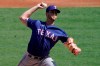 Texas Rangers starting pitcher Kyle Cody throws to a Los Angeles Angels batter during the first inning of a baseball game in Anaheim, Calif., Sunday, Sept. 20, 2020. (AP Photo/Alex Gallardo)