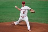 Los Angeles Angels starting pitcher Dylan Bundy throws to a Houston Astros batter during the first inning of a baseball game Friday, Sept. 4, 2020, in Anaheim, Calif. (AP Photo/Jae C. Hong)