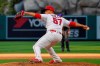 Los Angeles Angels relief pitcher Hansel Robles winds up during the ninth inning of the team's baseball game against the Houston Astros on Saturday, Aug. 1, 2020, in Anaheim, Calif. (AP Photo/Mark J. Terrill)