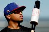 Texas Rangers' Willie Calhoun waits to bat during spring training baseball practice Friday, Feb. 14, 2020, in Surprise, Ariz. (AP Photo/Charlie Riedel)