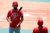 Los Angeles Angels' Anthony Rendon smiles after batting during practice at Angels Stadium on Friday, July 3, 2020, in Anaheim, Calif. (AP Photo/Ashley Landis)