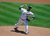 Oakland Athletics pitcher Frankie Montas works against the Colorado Rockies in the first inning of a baseball game Wednesday, July 29, 2020, in Oakland, Calif. (AP Photo/Ben Margot)