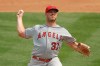 Los Angeles Angels pitcher Dylan Bundy works against the Oakland Athletics in the second inning of a baseball game Sunday, Aug. 23, 2020, in Oakland, Calif. (AP Photo/Ben Margot)
