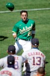 CORRECTS TO A PITCH THROWN BY ASTROS' HUMBERTO CASTELLANOS NOT ANDRE SCRUBB - Oakland Athletics' Ramon Laureano (22) charges the Houston Astros dugout after being hit by a pitch thrown by Astros' Humberto Castellanos in the seventh inning of a baseball game Sunday, Aug. 9, 2020, in Oakland, Calif. (AP Photo/Ben Margot)