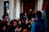 Saanich Police and legislature officers look on as Wet'suwet'en supporters block the entrance to the east wing following the throne speech at B.C. Legislature in Victoria, B.C., on Tuesday, February 11, 2020. THE CANADIAN PRESS/Chad Hipolito