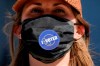 Lillian Lauer wears an I Voted sticker on her face mask after dropping off her ballot at a San Francisco Department of Elections drop-off location at the Chase Center in San Francisco, Monday, Nov. 2, 2020, ahead of Election Day. (AP Photo/Jeff Chiu)