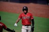 Arizona Diamondbacks' Ketel Marte is congratulated after scoring a run during the eighth inning of the team's baseball game against the San Diego Padres in San Diego, Sunday, July 26, 2020. The Diamondbacks won 4-3. (AP Photo/Kelvin Kuo)