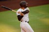 San Diego Padres' Trent Grisham follows through on a three-run home run during the second inning of the team's baseball game against the Houston Astros in San Diego, Saturday, Aug. 22, 2020. (AP Photo/Kelvin Kuo)