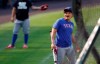 Texas Rangers left fielder Shin-Soo Choo reacts after avoiding a practice throw by shortstop Elvis Andrus as he warms up before a baseball game against the Colorado Rockies Saturday, Aug. 15, 2020, in Denver. (AP Photo/David Zalubowski)