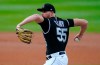 Colorado Rockies starting pitcher Jon Gray throws against the San Francisco Giants during the first inning of a baseball game, Wednesday, Aug. 5, 2020, in Denver. (AP Photo/Jack Dempsey)