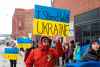 The Canadian Press
People take part in a rally in support of the Ukraine and against the Russian invasion, in Edmonton Alta, on Sunday February 27, 2022. (Jason Franson / The Canadian Press)