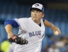 Toronto Blue Jays starting pitcher Ryan Borucki throws during first inning American League MLB baseball action against the Cleveland Indians, in Toronto on July 22, 2019. The Toronto Blue Jays are being cautious with Ryan Borucki to start spring training after the left-hander complained of elbow tightness in his throwing arm earlier this week. Blue Jays manager Charlie Montoyo said Friday at camp that Borucki experienced the tightness after throwing off a mound a couple days ago. THE CANADIAN PRESS/Fred Thornhill