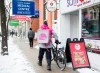 A Foodora courier is pictured as they pick up an order for delivery from a restaurant in Toronto, Thursday, Feb. 27, 2020. THE CANADIAN PRESS/Nathan Denette