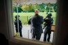 U.S. Secret Service Police stand outside the James Brady Press Briefing Room at the White House, Monday, Aug. 10, 2020, in Washington, as a news conference by President Donald Trump was paused. (AP Photo/Andrew Harnik)