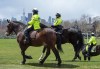 Toronto Police Mounted Unit officers patrol a city park in Toronto on Thursday, April 16, 2020. The Canadian Civil Liberties Association says it's going to seek amnesty for all tickets issued for municipal recreational infractions during the COVID-19 pandemic. THE CANADIAN PRESS/Frank Gunn