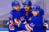 New York Rangers' Chris Kreider (20) celebrates his goal against the Carolina Hurricanes with teammates Brendan Smith (42) and Kaapo Kakko (24) during second period NHL Eastern Conference Stanley Cup playoff action in Toronto on Tuesday, August 4, 2020. The New York Rangers have won the NHL draft lottery. The club had a 12.5 per cent shot of securing the top pick in the second phase after a placeholder secured the No. 1 slot back in June. THE CANADIAN PRESS/Frank Gunn