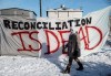 Supporters of the Wet'suwet'en who are against the LNG pipeline, block a CN Rail line just west of Edmonton on Wednesday February 19, 2020. THE CANADIAN PRESS/Jason Franson