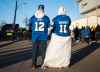 CP
Winnipeg Blue Bombers fans and newlyweds Ken Hardman and Shannon Hardman gathered outside of Tim Hortons Field ahead of the 108th CFL Grey Cup. (Nick Iwanyshyn / The Canadian Press)