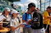 Pittsburgh Pirates' Ke'Bryan Hayes, right, gives autographs after a spring training baseball workout Monday, Feb. 17, 2020, in Bradenton, Fla. (AP Photo/Frank Franklin II)