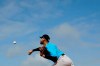 Miami Marlins pitcher Pablo Lopez throws a bullpen session during spring training baseball practice Sunday, Feb. 16, 2020, in Jupiter, Fla. (AP Photo/Jeff Roberson)