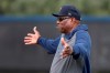 Houston Astros manager Dusty Baker gestures as he watches his team during spring training baseball practice Thursday, Feb. 13, 2020, in West Palm Beach, Fla. (AP Photo/Jeff Roberson)