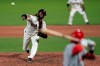 San Francisco Giants' Johnny Cueto, left, pitches to Los Angeles Angels' David Fletcher during the sixth inning of a baseball game in San Francisco, Wednesday, Aug. 19, 2020. (AP Photo/Jeff Chiu)