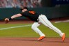 San Francisco Giants third baseman Evan Longoria catches a line out hit by San Diego Padres' Tommy Pham during the sixth inning of a baseball game Saturday, Sept. 26, 2020, in San Francisco. (AP Photo/Eric Risberg)