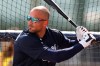 Atlanta Braves outfielder Nick Markakis takes batting practice during spring training baseball practice in North Port, Fla., Tuesday, Feb. 18, 2020. (Curtis Compton/Atlanta Journal-Constitution via AP)