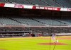 Atlanta Braves pitcher Cole Hamels appears to have Truist Park to himself while working from the mound during baseball practice, Friday July 3, 2020 in Atlanta. (Curtis Compton/Atlanta Journal-Constitution via AP)