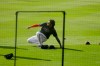 Atlanta Braves' Félix Hernandez sits during team practice at Truist Park on Friday, July 3, 2020, in Atlanta. (AP Photo/Brynn Anderson)
