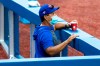 Toronto Blue Jays manager Charlie Montoyo looks on from the dugout during MLB intrasquad baseball action in Toronto on Thursday, July 9, 2020. Montoyo says he is not going to rush pitcher Chase Anderson back to action. THE CANADIAN PRESS/Carlos Osorio