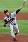Atlanta Braves starting pitcher Max Fried (54) works against the Toronto Blue Jays in the first inning of a baseball game Tuesday, Aug. 4, 2020, in Atlanta. (AP Photo/John Bazemore)