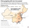 Map highlights provinces with cases of the new coronavirus in China;