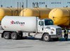 A driver heads to his propane truck after filling up in Dartmouth, N.S. on Friday, February 21, 2020. Rail service across the country has been disrupted by protests related to the construction of a natural gas pipeline in British Columbia and the supply of many commodities, including propane, has been severely impacted. THE CANADIAN PRESS/Andrew Vaughan