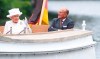 FILE - In this Wednesday June 24, 2015 file photo, Britain's Queen Elizabeth II and Prince Philip travel by boat on the Spree river in Berlin, Germany. Buckingham Palace officials say Prince Philip, the husband of Queen Elizabeth II, has died, it was announced on Friday, April 9, 2021. He was 99. Philip spent a month in hospital earlier this year before being released on March 16 to return to Windsor Castle. Philip, also known as the Duke of Edinburgh, married Elizabeth in 1947 and was the longest-serving consort in British history. (Hannibal Hanschke/Pool Photo via AP, File)