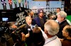 Jose Abreu, center right, meets reporters during the SoxFest Chicago White Sox baseball fan convention Friday, Jan. 24, 2020, in Chicago. (Patrick Kunzer/Daily Herald via AP)