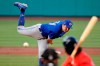 Toronto Blue Jays pitcher Nate Pearson delivers during the first inning of an exhibition baseball game against the Boston Red Sox at Fenway Park in Boston on July 21, 2020. After tossing the ball around in the outfield, Blue Jays pitcher Nate Pearson took a few moments Tuesday to walk on the mound at Nationals Park in anticipation of his first big-league start. His debut will come Wednesday night against Washington's Max Scherzer in Toronto's so-called home opener. THE CANADIAN PRESS/AP, Charles Krupa