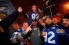 Winnipeg Blue Bomber fans celebrate winning the 107th Grey Cup over the Hamilton Tiger Cats at the intersection of Portage and Main in Winnipeg on November 24, 2019. Mike Goodchild had a lot more time for vacation and house projects this summer but the Winnipeg Blue Bombers fan was holding out hope his schedule would fill up with football games soon, even if it was a shortened season. He's not particularly surprised the season was scrapped Monday but disappointed his team won't be able to defend their Grey Cup championship. 