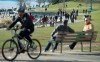 People are seen in English Bay in Vancouver, B.C. Tuesday, March 24, 2020. THE CANADIAN PRESS/Jonathan Hayward