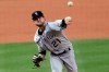 Colorado Rockies starting pitcher Kyle Freeland throws to a Los Angeles Dodgers batter during the first inning of a baseball game in Los Angeles, Saturday, Aug. 22, 2020. (AP Photo/Alex Gallardo)
