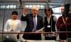 Britain's Prime Minister Boris Johnson, center left, visits the Department of Mathematics at King's Maths School, part of King's College London University, in London, Monday Jan. 27, 2020. (Daniel Leal-Olivas/Pool via AP)