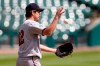 Minnesota Twins starting pitcher Kenta Maeda reacts after giving up a solo home run to Detroit Tigers' Jeimer Candelario during the fourth inning of a baseball game, Sunday, Aug. 30, 2020, in Detroit. (AP Photo/Carlos Osorio)