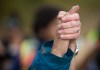 CP
Two women hold hands and raise them as a group of family members and advocates of missing and murdered Indigenous women and girls walk along the so-called Highway of Tears, in Moricetown, B.C., on Monday September 25, 2017. Gladys Radek organized the walk along the notorious stretch of Highway 16 where dozens have disappeared or been killed in honour of the 12th anniversary of the disappearance of her niece, Tamara Lynn Chipman. The walk began in Prince Rupert and is ending in Smithers where the National Inquiry into Missing and Murdered Indigenous Women and Girls is holding hearings beginning Tuesday. THE CANADIAN PRESS/Darryl Dyck