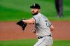 Chicago White Sox pitcher Lucas Giolito throws against the Minnesota Twins in the first inning of a baseball game Monday, Aug. 31, 2020, in Minneapolis. (AP Photo/Jim Mone)